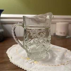 Vintage Anchor Hocking Prescut Glass Pitcher - Star of David Pattern - 16 oz